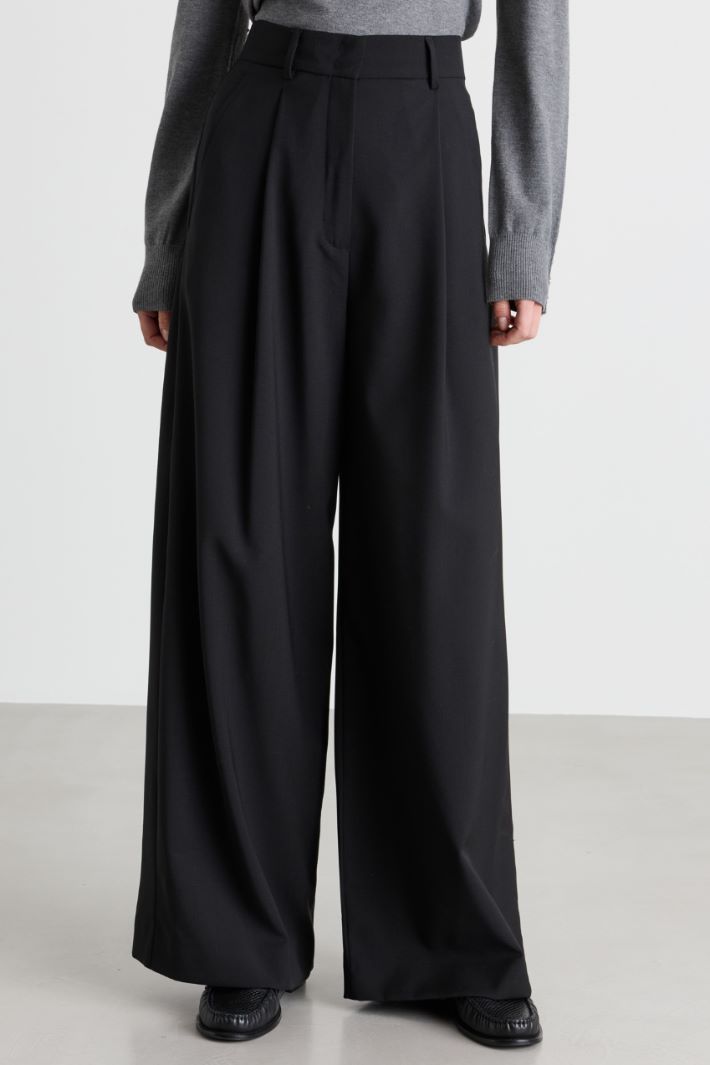 Pantalone ampio in tela - NERO - Intrend - 2