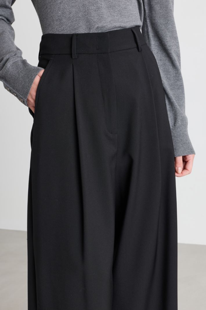 Pantalone ampio in tela - NERO - Intrend - 3
