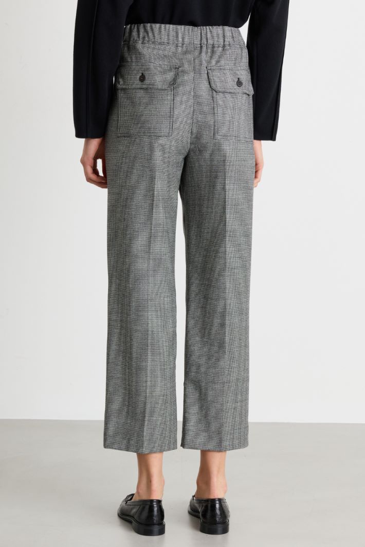 Wollflanell-Hose mit elastischem Einsatz - SCHWARZ WEISS - Intrend - 4