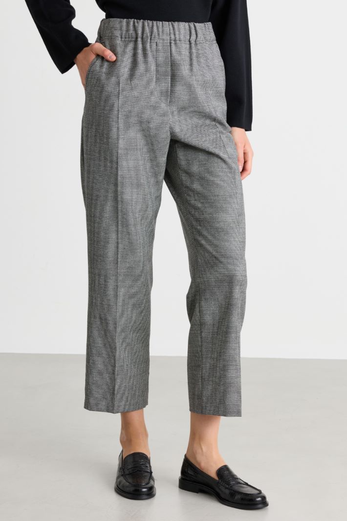 Wollflanell-Hose mit elastischem Einsatz - SCHWARZ WEISS - Intrend - 2