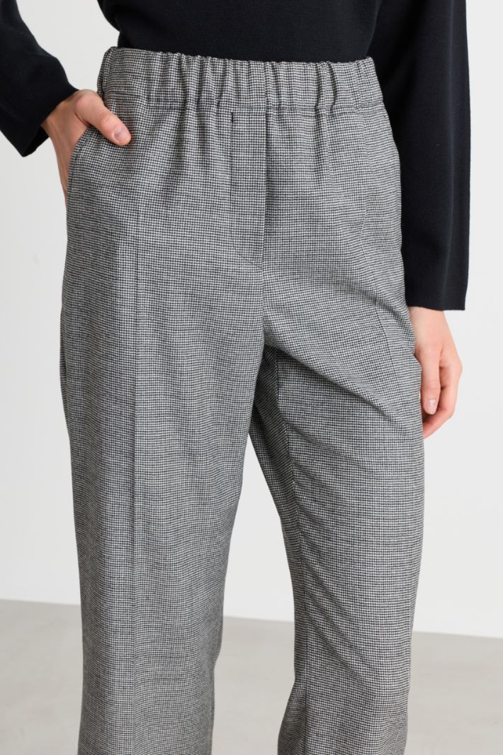 Wollflanell-Hose mit elastischem Einsatz - SCHWARZ WEISS - Intrend - 3