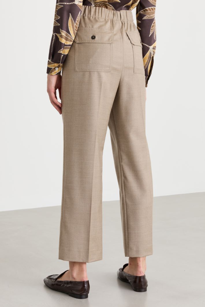 Wollflanell-Hose mit elastischem Einsatz - BEIGE - Intrend - 4
