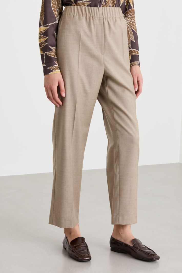 Wollflanell-Hose mit elastischem Einsatz - BEIGE - Intrend - 2