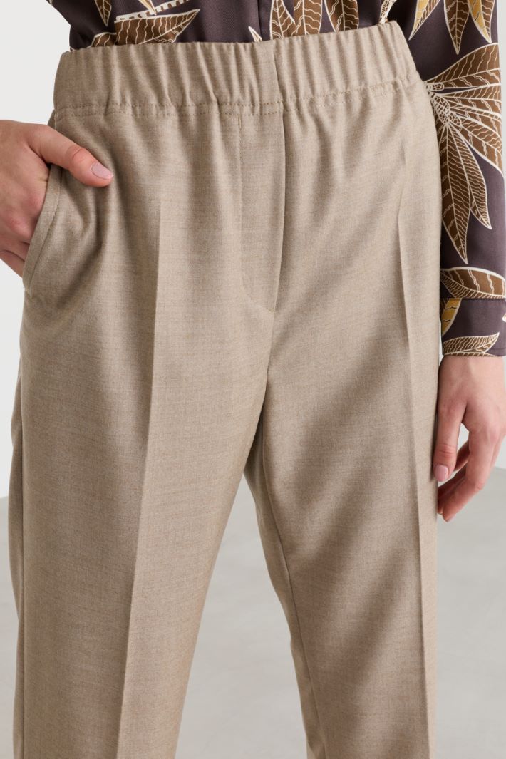 Wollflanell-Hose mit elastischem Einsatz - BEIGE - Intrend - 3