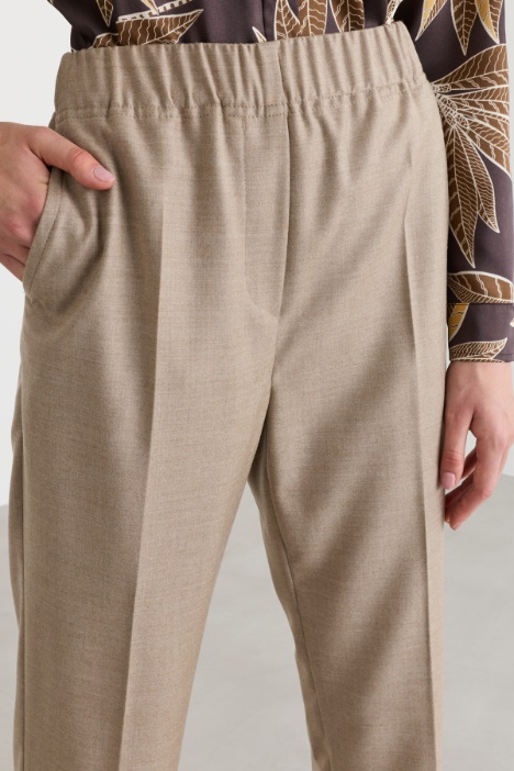 Pantalone in flanella di lana con inserto elastico