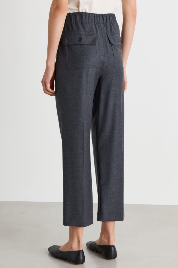 Wollflanell-Hose mit elastischem Einsatz - GRAU - Intrend - 4