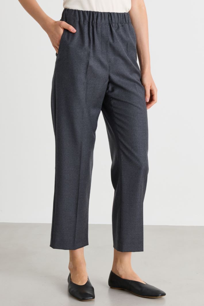 Wollflanell-Hose mit elastischem Einsatz - GRAU - Intrend - 2