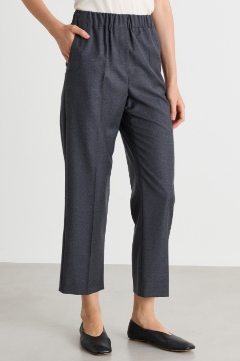 Pantalone in flanella di lana con inserto elastico