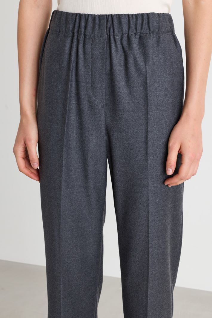 Wollflanell-Hose mit elastischem Einsatz - GRAU - Intrend - 3