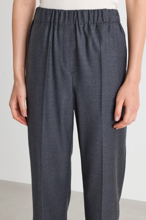 Pantalone in flanella di lana con inserto elastico