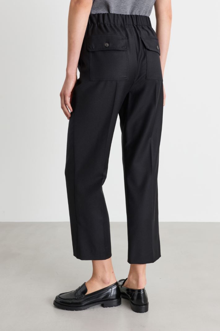 Wollflanell-Hose mit elastischem Einsatz - SCHWARZ - Intrend - 4