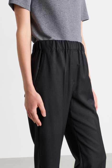Pantalone in flanella di lana con inserto elastico