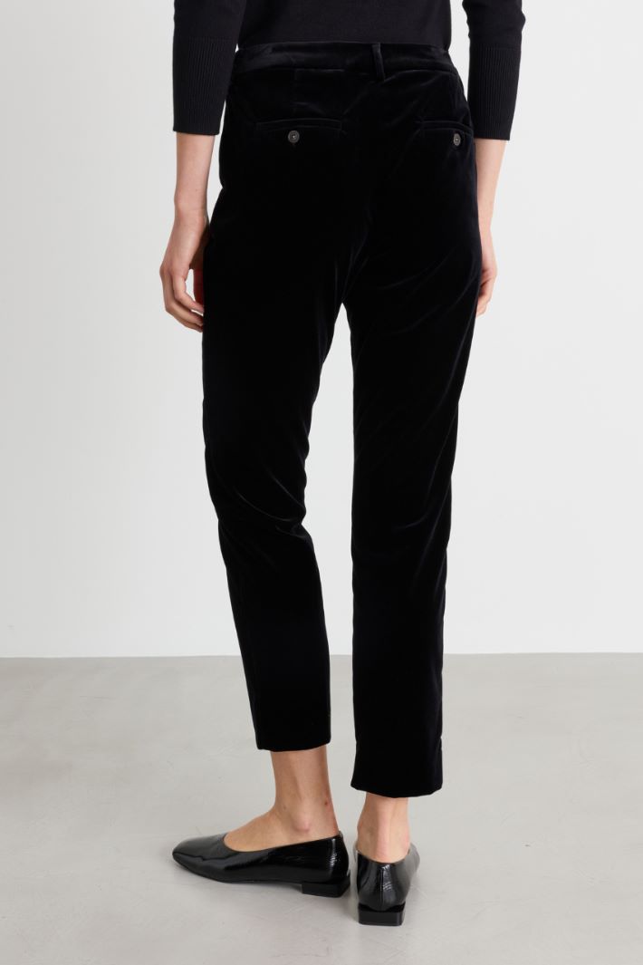 Cotton velvet cigarette trousers - BLACK - Intrend - 4