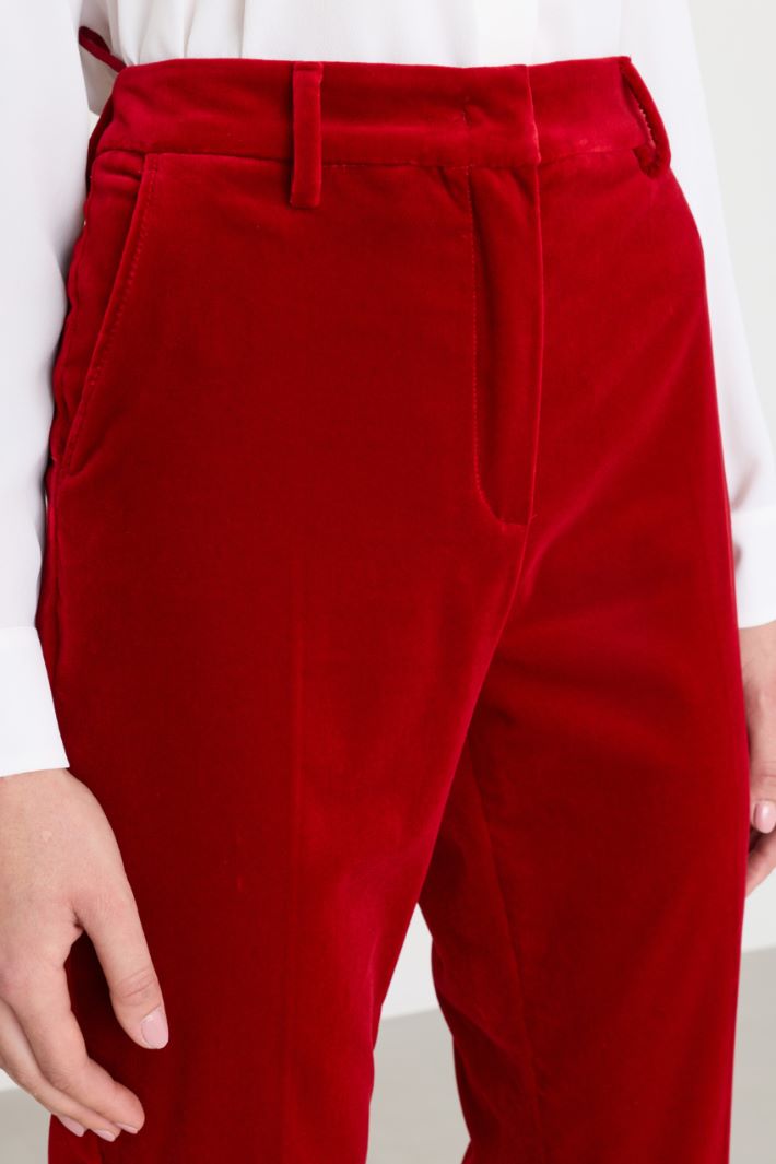 Cotton velvet cigarette trousers - RED - Intrend - 3