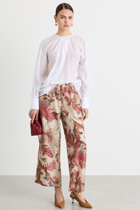 Printed silk twill trousers - Intrend