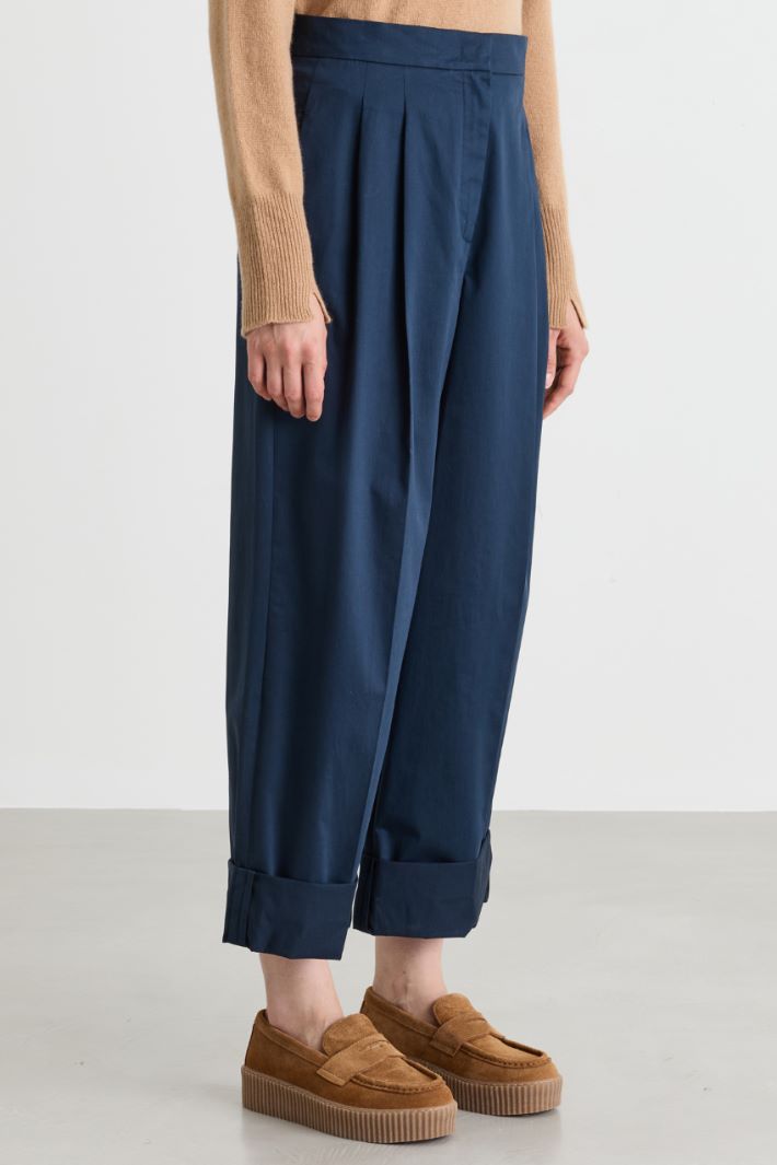 Pantalone con risvolto alto al fondo - BLU - Intrend - 2