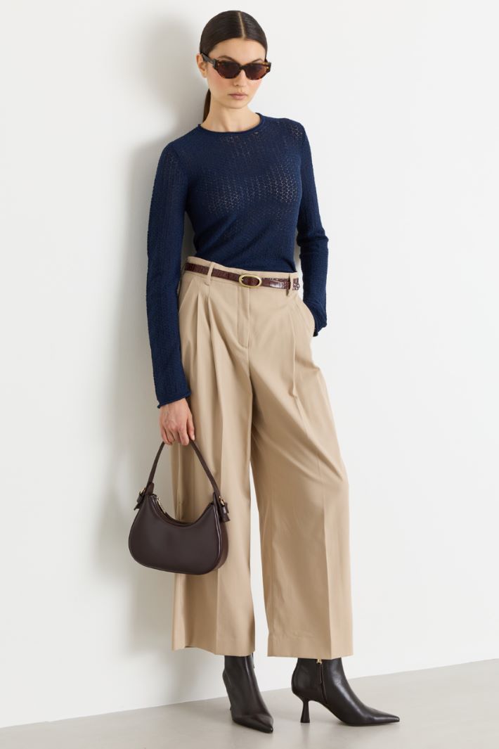 Double-pleat cropped trousers - BEIGE - Intrend