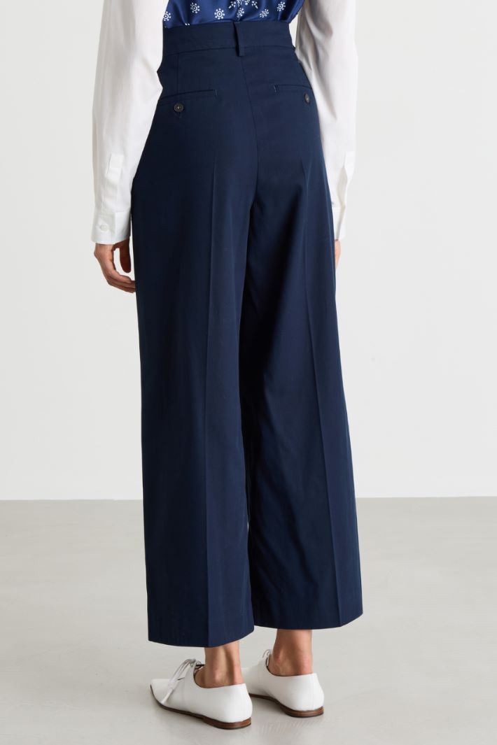 Double-pleat cropped trousers - BLUE - Intrend - 4