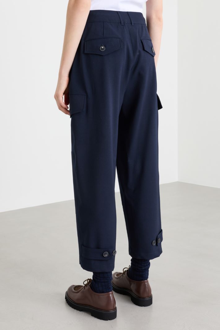 Wide-leg cargo trousers - BLUE - Intrend - 4