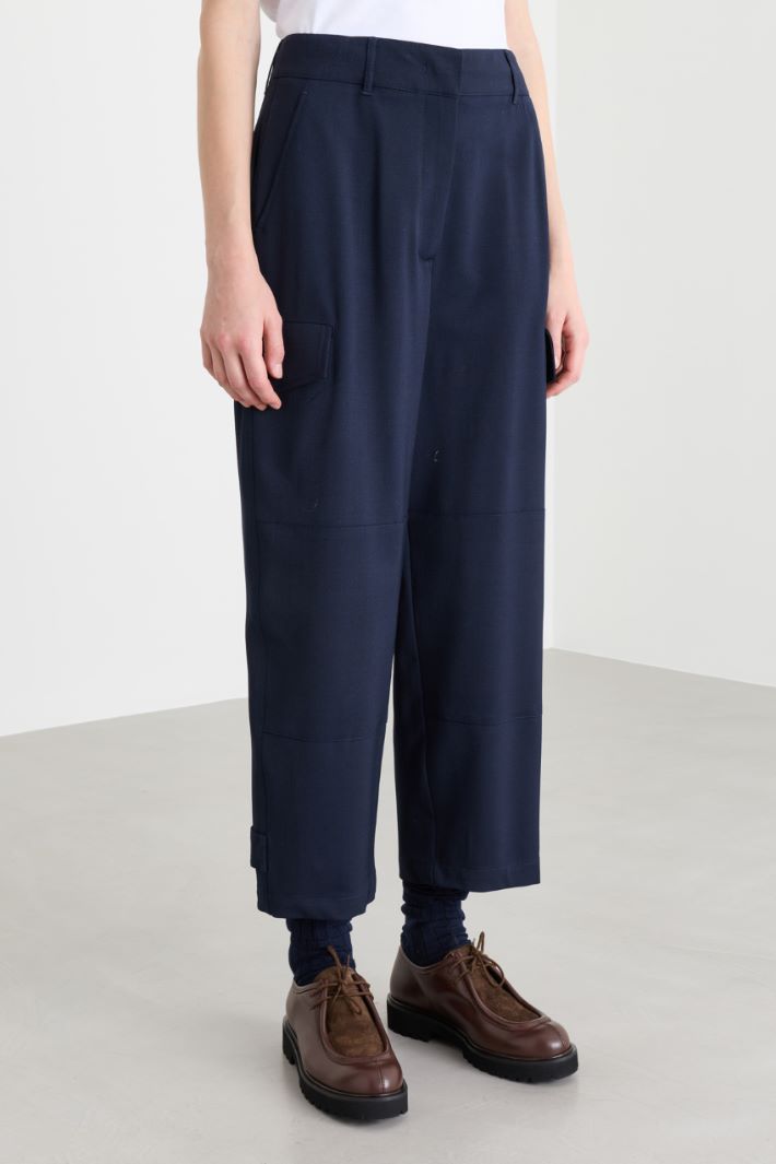 Wide-leg cargo trousers - BLUE - Intrend - 2