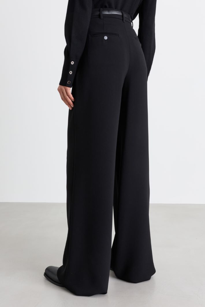 Wide-leg cady trousers - BLACK - Intrend - 4