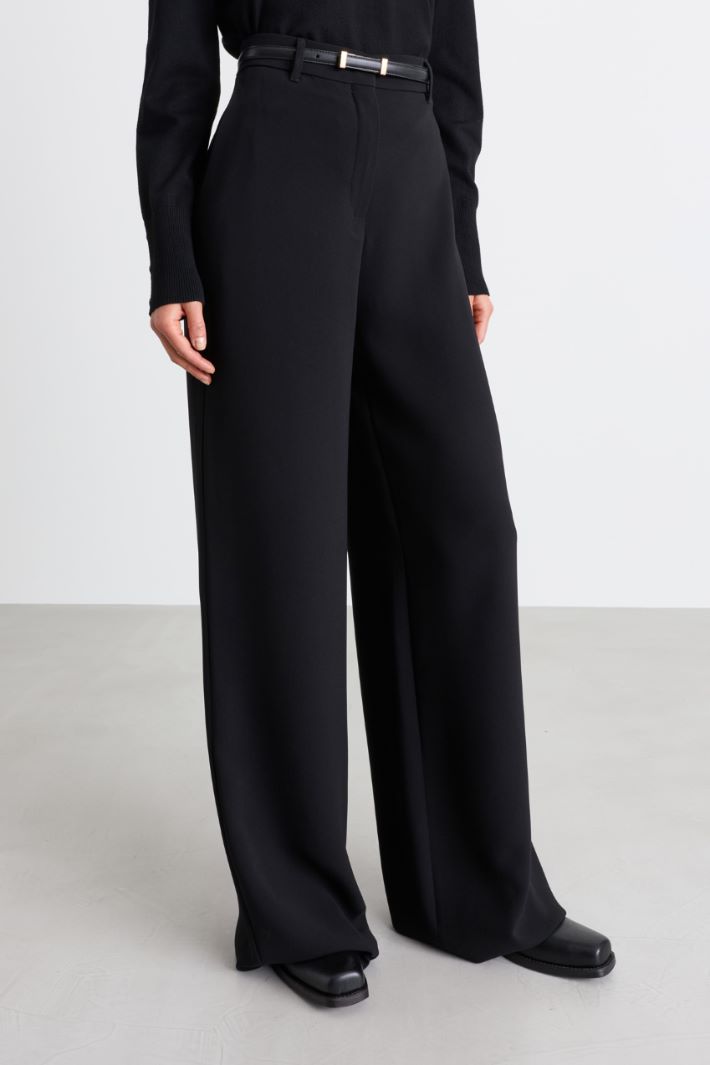Wide-leg cady trousers - BLACK - Intrend - 2