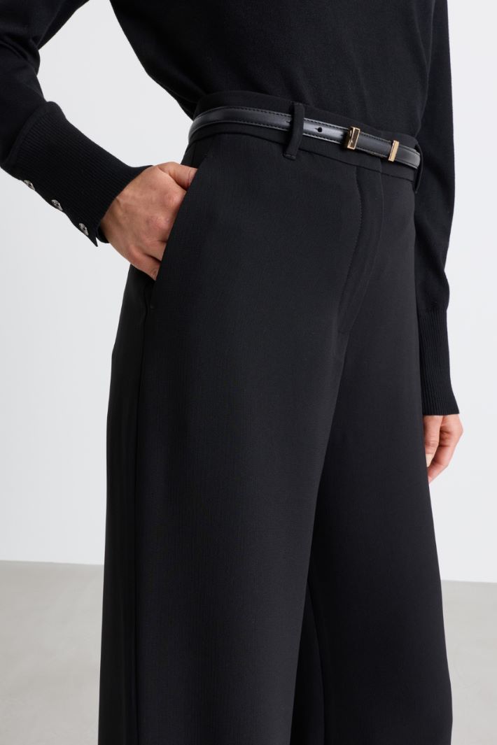 Wide-leg cady trousers - BLACK - Intrend - 3