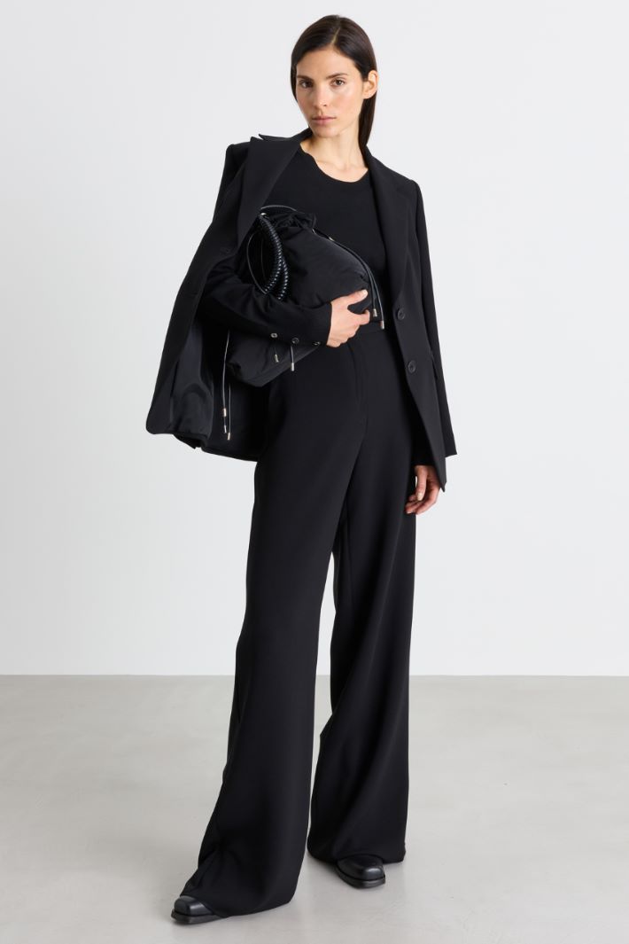 Wide-leg cady trousers - BLACK - Intrend