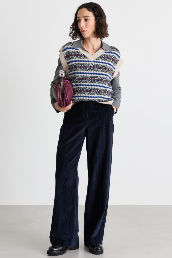 Corduroy trousers - BLUE - Intrend