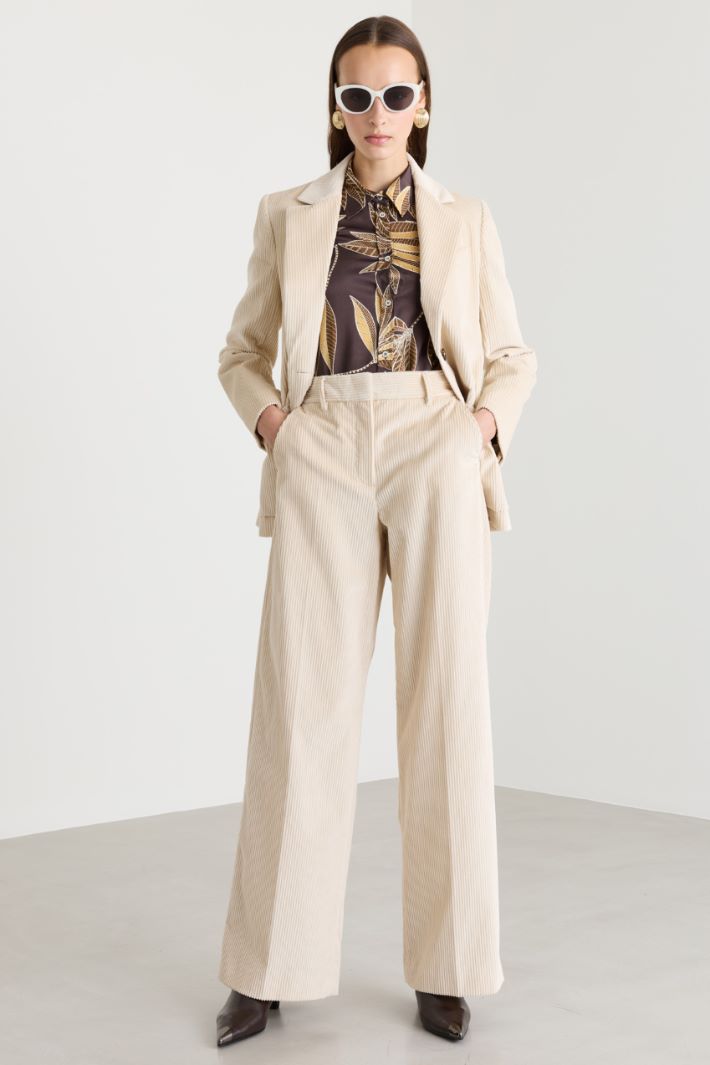 Pure cotton corduroy trousers - BEIGE - Intrend