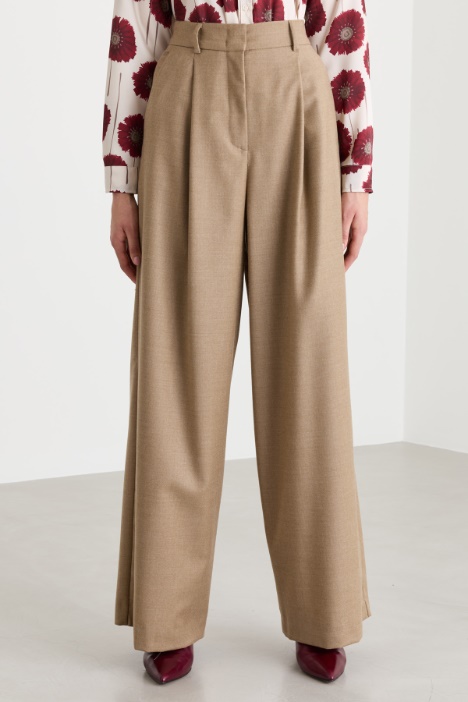 Pantalone palazzo in flanella di lana