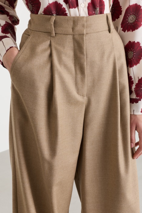 Pantalone palazzo in flanella di lana