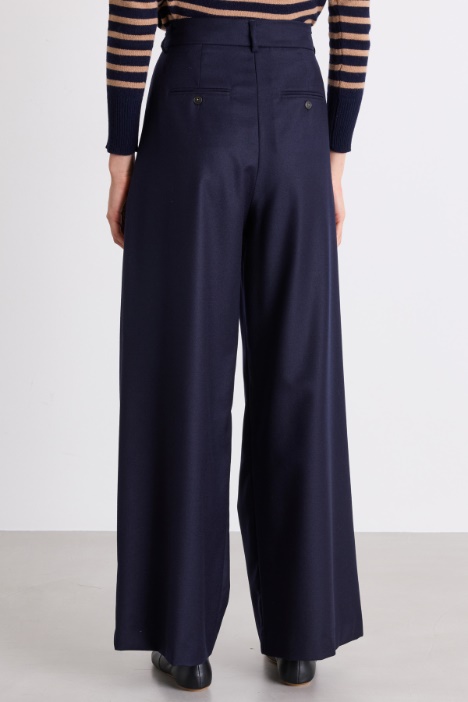 Pantalone palazzo in flanella di lana