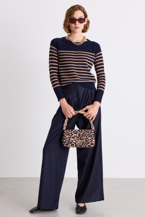 Wool flannel palazzo trousers - Intrend