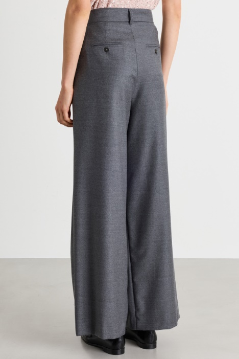 Pantalone palazzo in flanella di lana