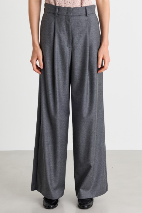 Pantalone palazzo in flanella di lana