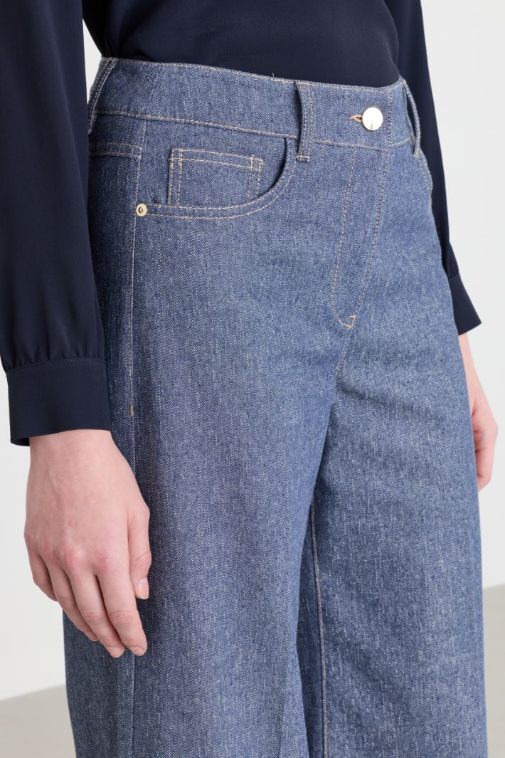 Denim-effect flared trousers - BLUE - Intrend - 2