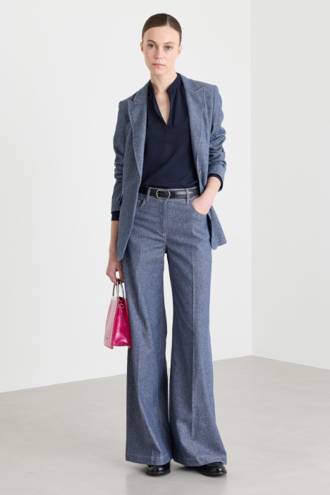 Denim-effect flared trousers - Intrend