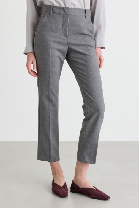 Pantalone cropped in lana stretch