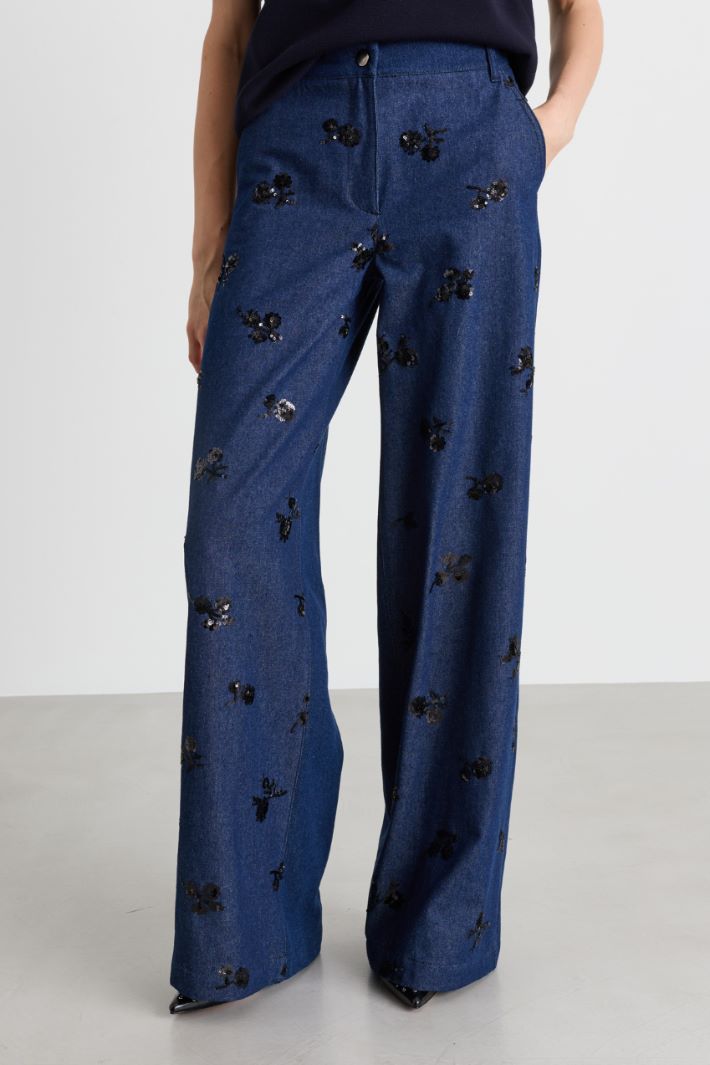 Pantalone con ricami  - BLU - Intrend - 2
