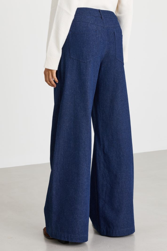 Pantalone ampio effetto jeans - BLU - Intrend - 4