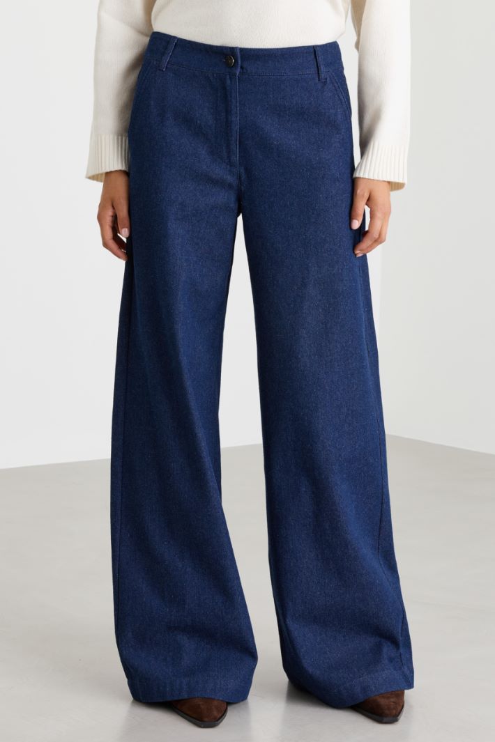 Pantalone ampio effetto jeans - BLU - Intrend - 2