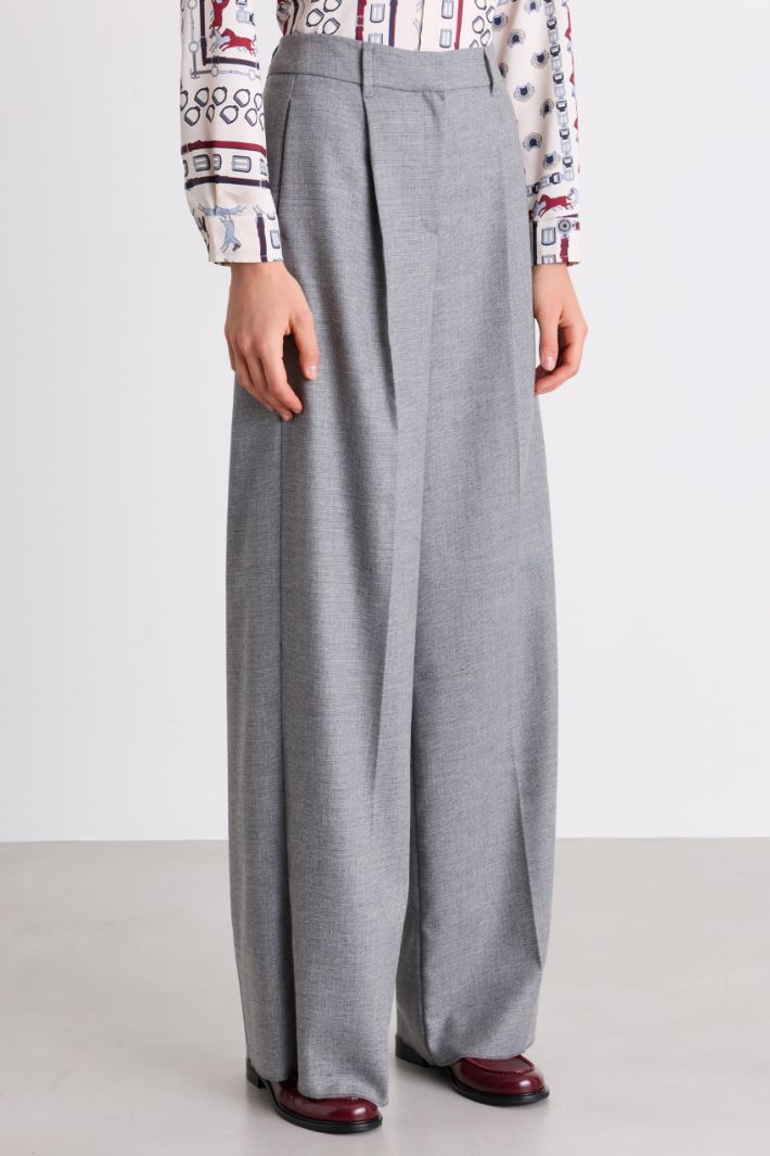 Pleated Wide-Leg Trousers - GREY - Intrend - 2