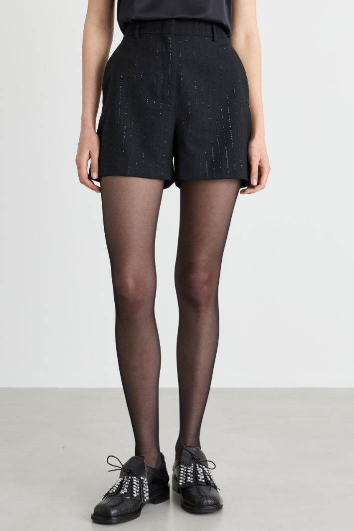 Short in saglia con micro paillettes - NERO - Intrend - 2