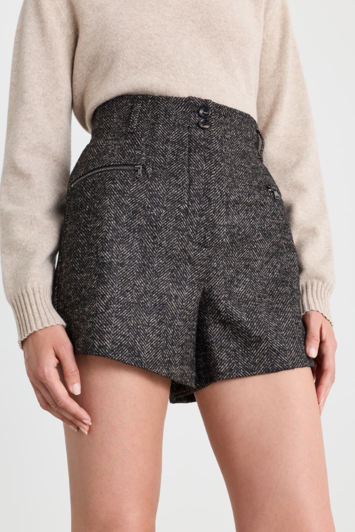 Short en bouclé à chevrons - GRIS - Intrend - 3