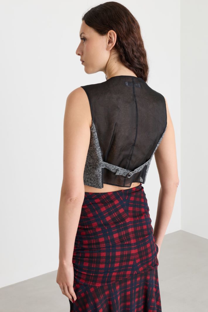 Tweed waistcoat - GREY - Intrend - 4