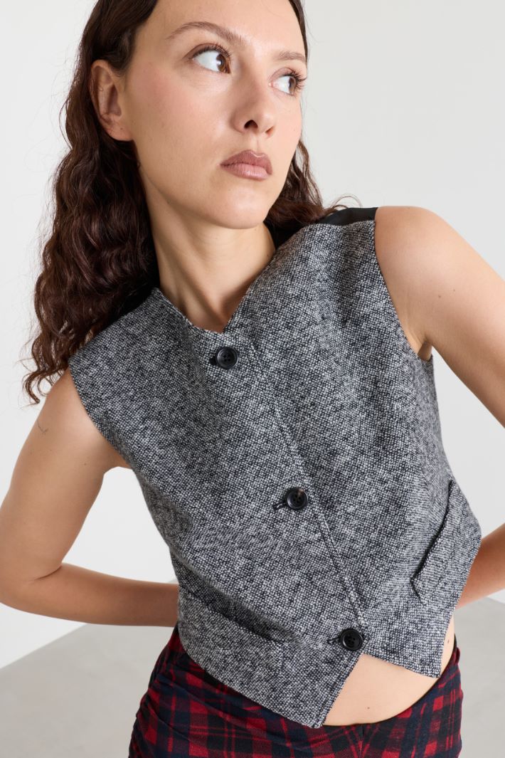 Tweed waistcoat - GREY - Intrend - 3