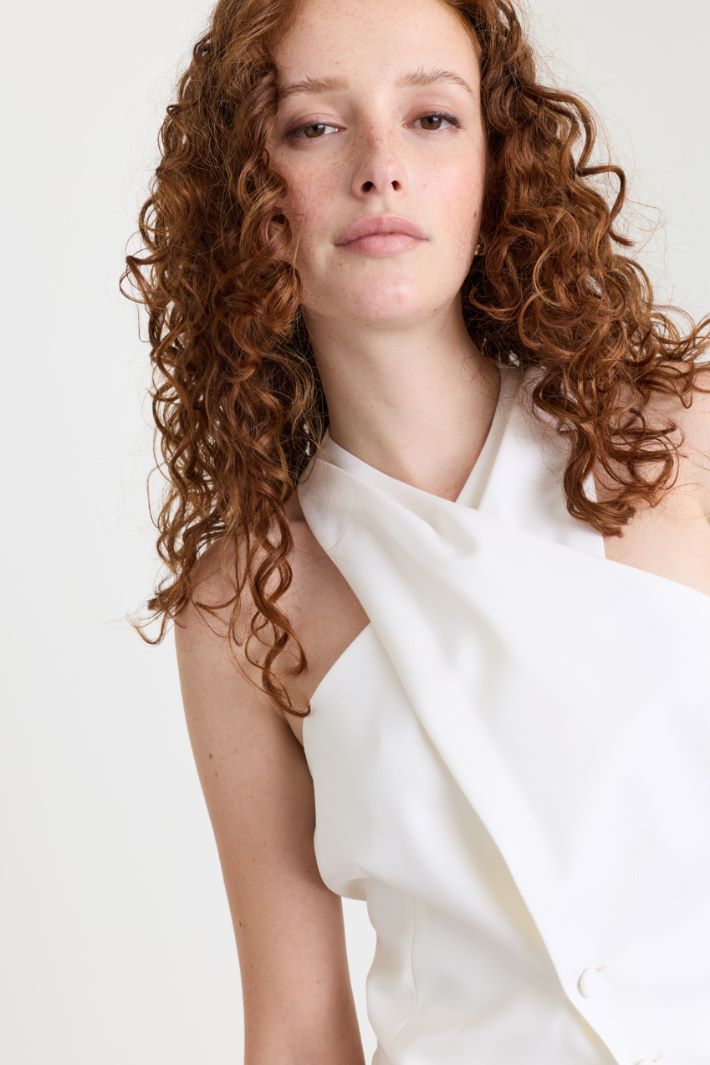 Crossover-front waistcoat - WHITE - Intrend - 3