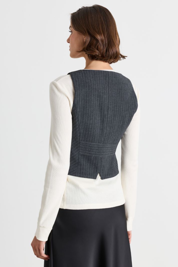 Gilet corto gessato - GRIGIO - Intrend - 4