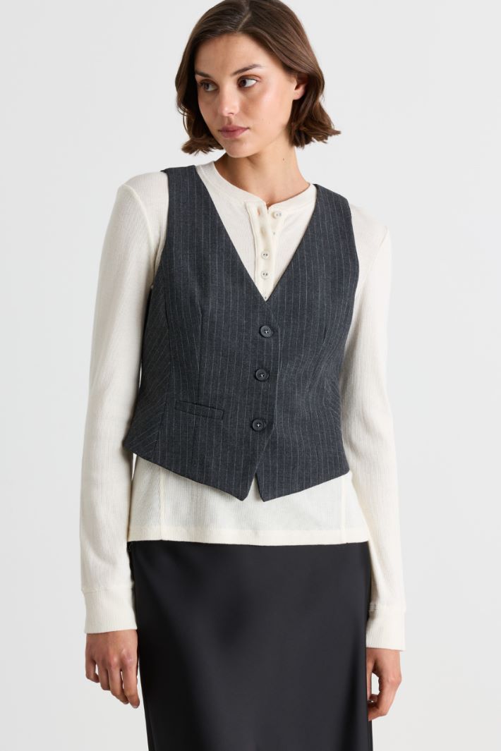 Gilet corto gessato - GRIGIO - Intrend - 2